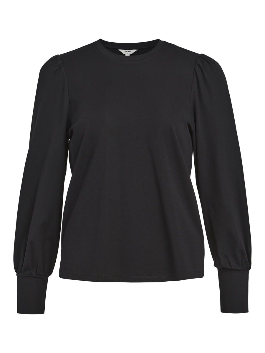 Carousel image - BALLOON SLEEVED TOP, Black | 1