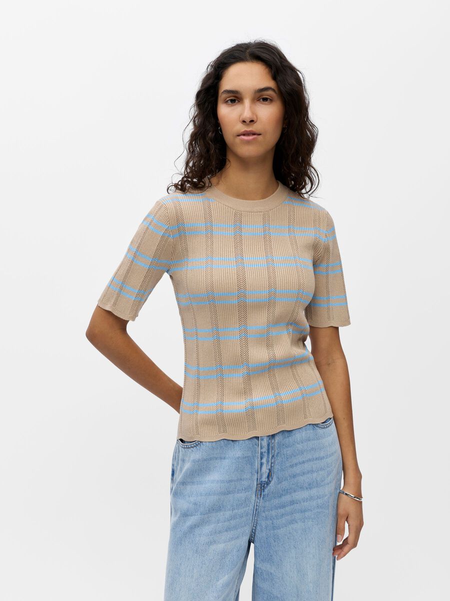 Product carousel image - RIBBED SHORT-SLEEVE KNIT, Humus | 1