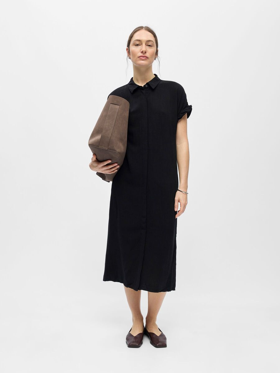 Carousel image - LINEN SHIRT DRESS, Black | 4