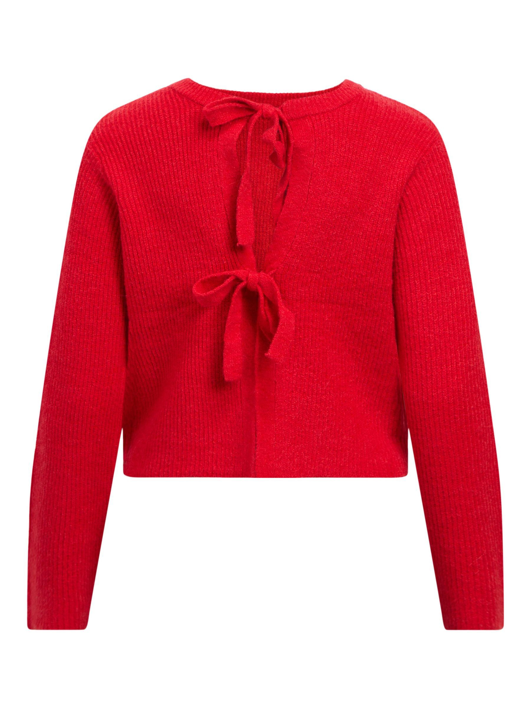 Red cropped cardigan sweater top