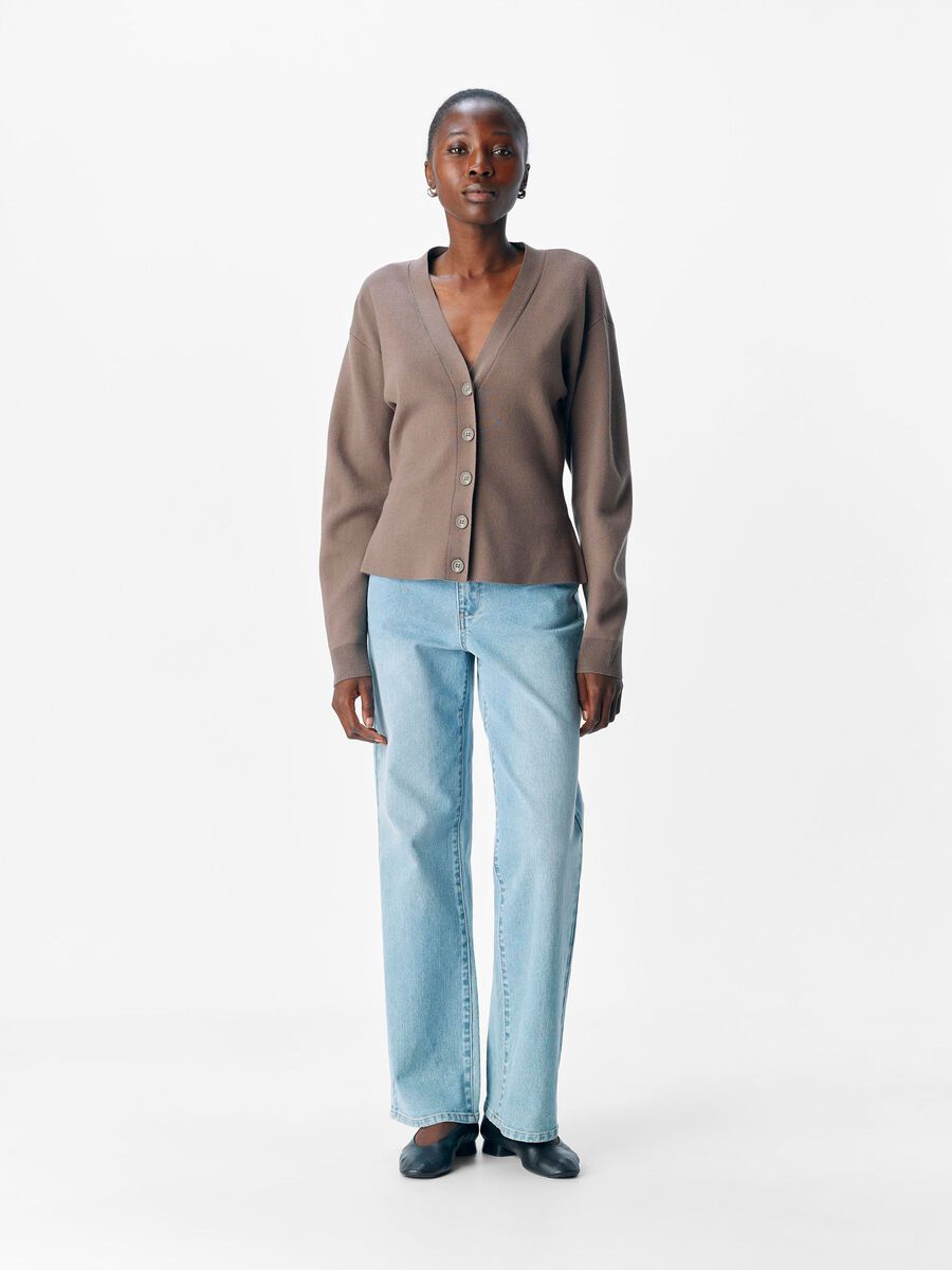 Carousel image - V-NECK KNITTED CARDIGAN, Morel | 4
