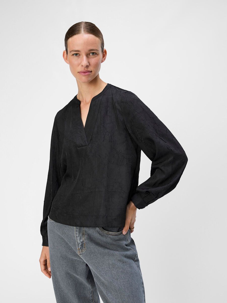OBJECT STRUCTURED BLOUSE, Black, highres - 23044664_Black_003.jpg