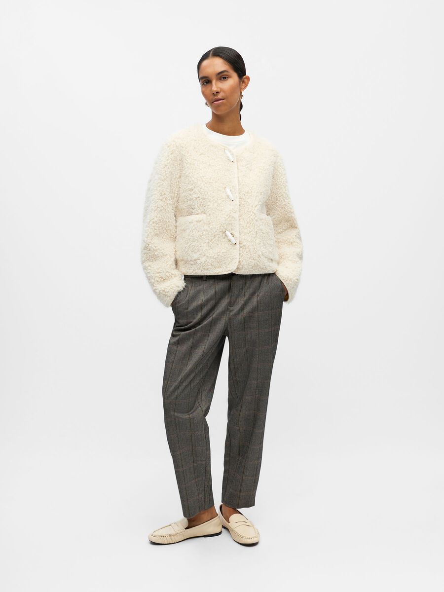 Carousel image - TEDDYFLEECE STRICKJACKE, White Sand | 4