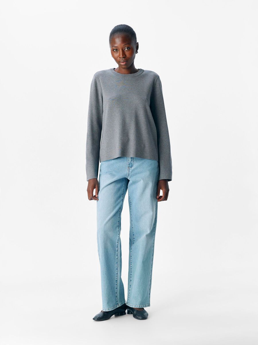 Carousel image - LONG SLEEVED KNITTED PULLOVER, Medium Grey Melange | 4