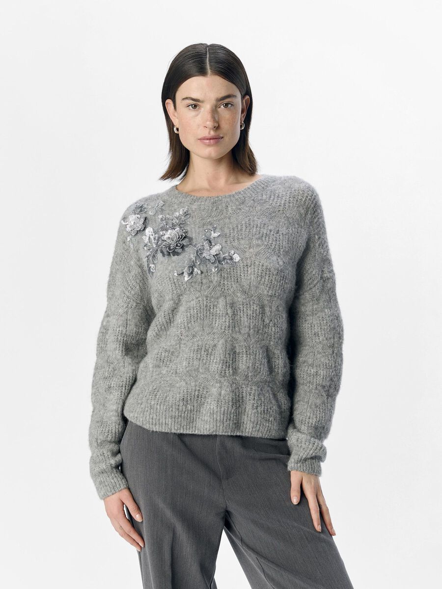 OBJECT DETAILED  KNITTED PULLOVER, Medium Grey Melange, highres - 23045535_MediumGreyMelange_003.jpg
