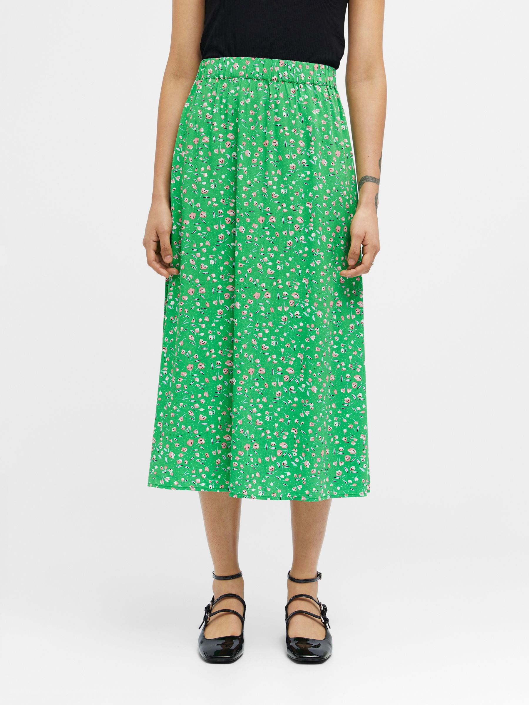 Monki green outlet midi skirt