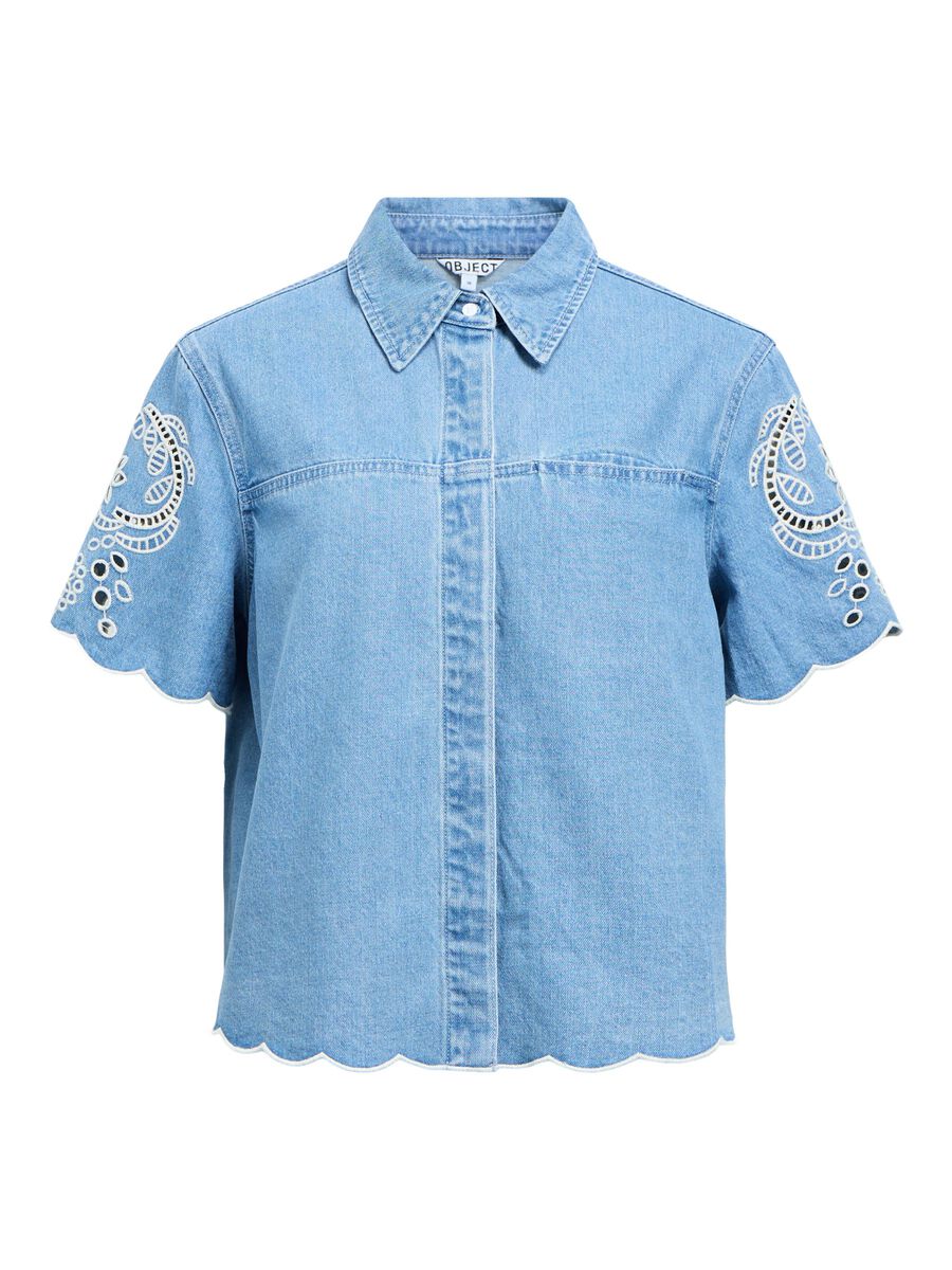 Carousel image - EMBROIDERED  DENIM SHIRT, Light Blue Denim | 1
