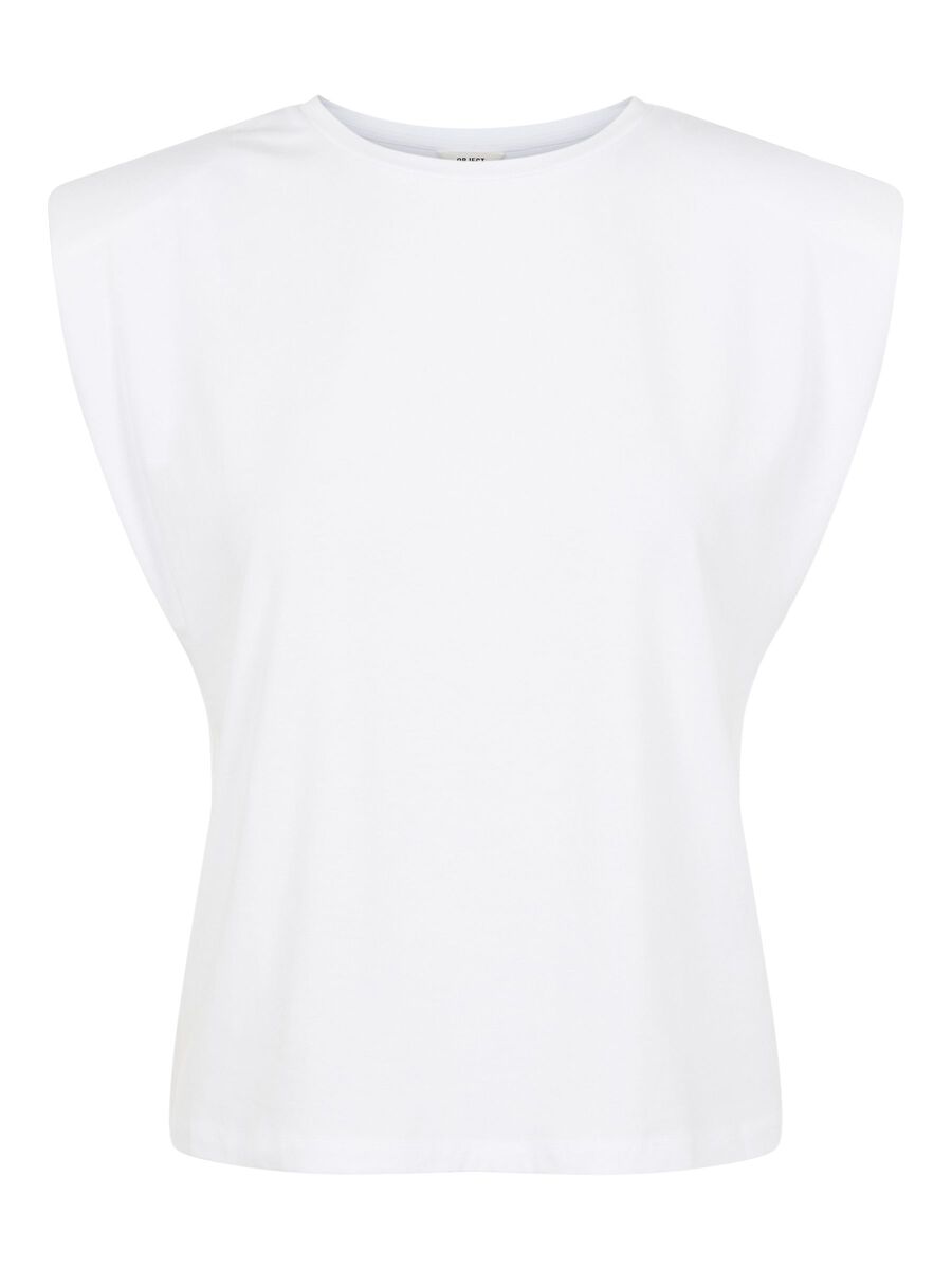 Object Collectors Item PADDED SHOULDER CAP SLEEVE TOP, White, highres - 23035903_White_001.jpg