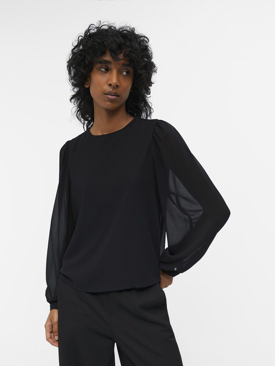 Object Collectors Item BALLOON SLEEVE BLOUSE, Black, highres - 23034458_Black_003.jpg