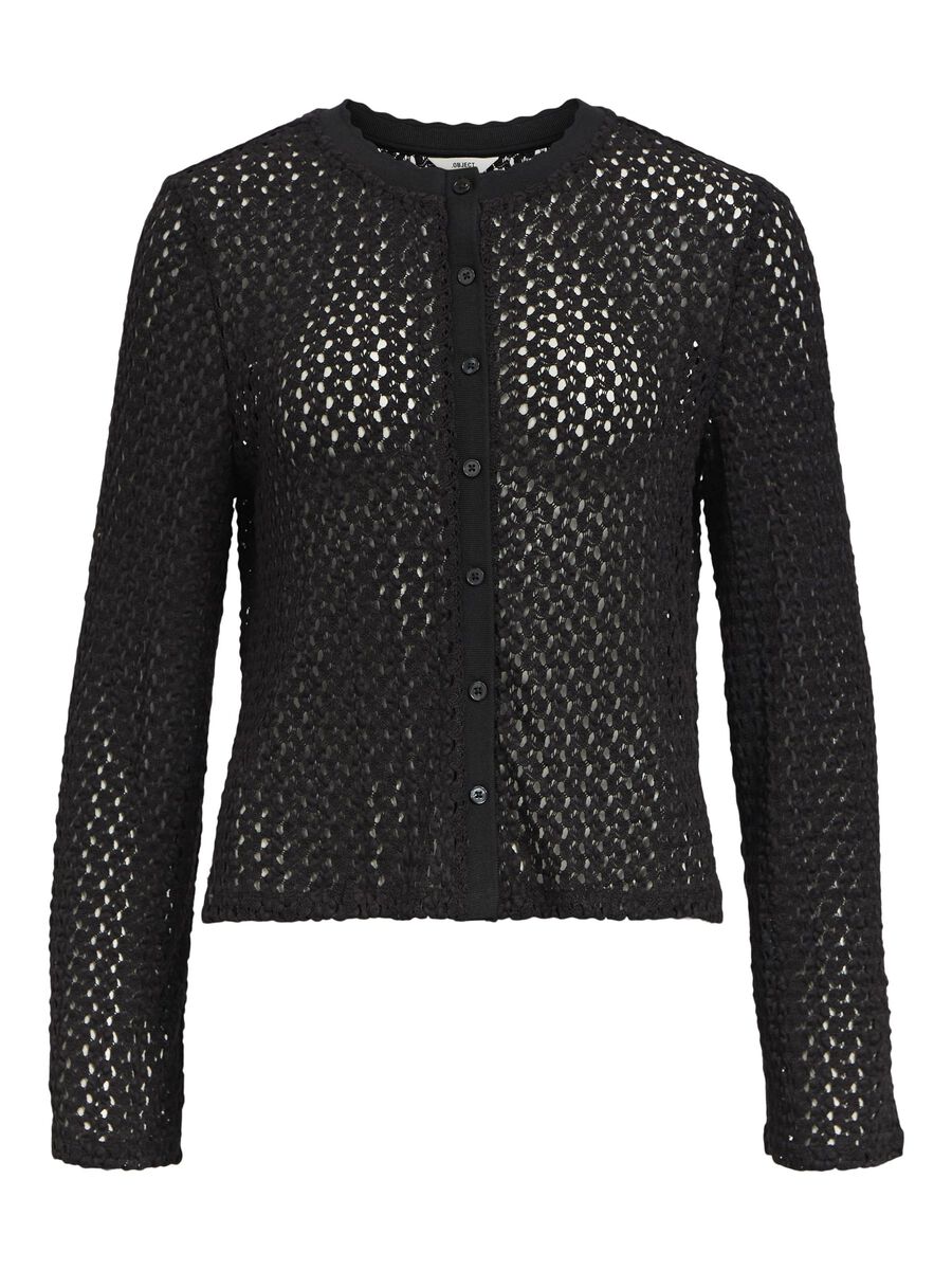 OBJECT KNITTED CARDIGAN, Black, highres - 23045023_Black_001.jpg
