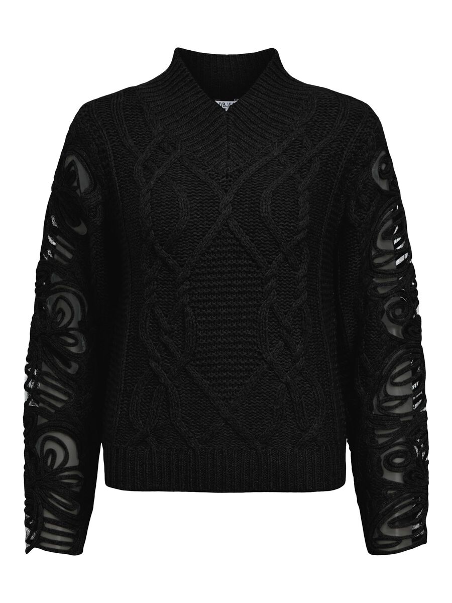 Carousel image - CHUNKY KNIT PULLOVER, Black | 1
