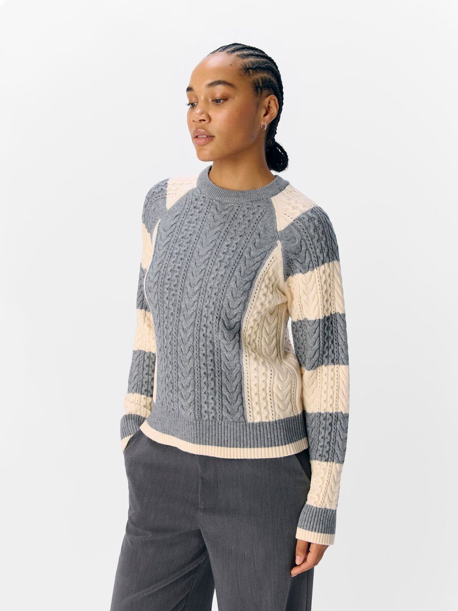 Product carousel image - CABLE KNIT JUMPER, Medium Grey Melange | 1