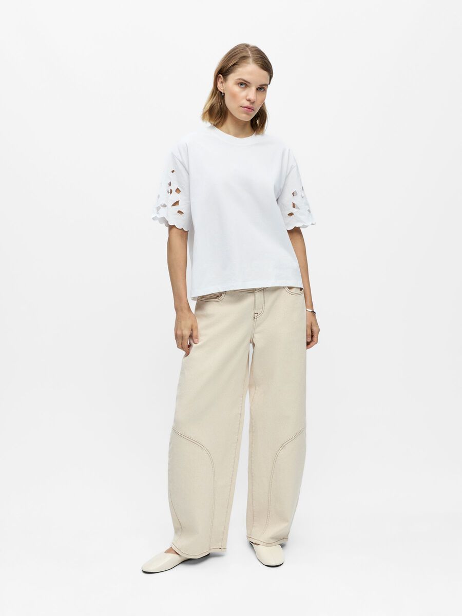 Carousel image - EYELET SLEEVE T-SHIRT, Bright White | 4