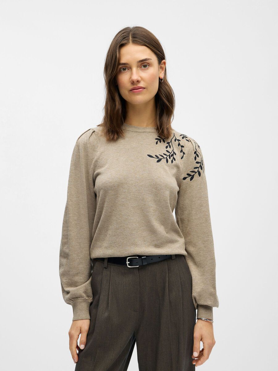Product carousel image - OBJTHESS KNITTED PULLOVER, Fossil | 1