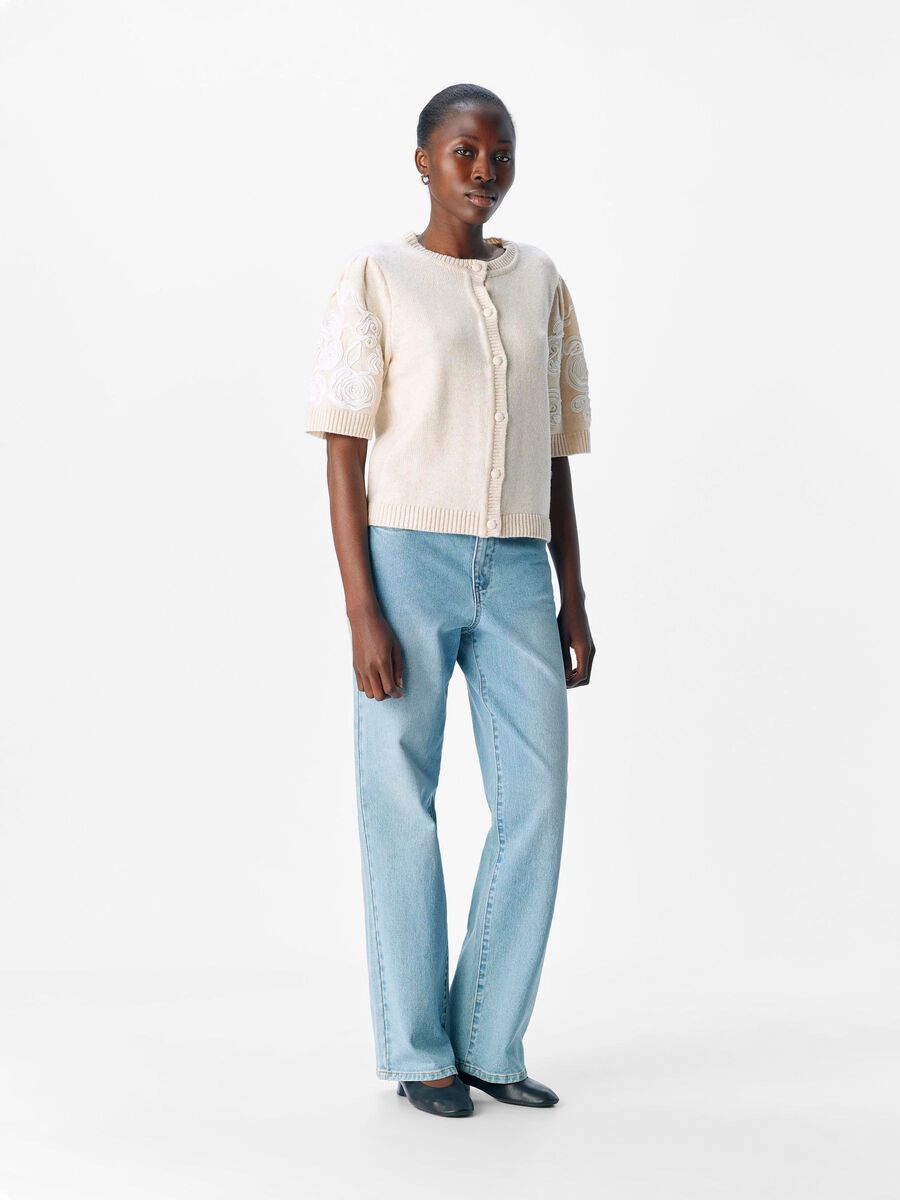Product carousel image - SHORT SLEEVED KNITTED CARDIGAN, White Sand | 5