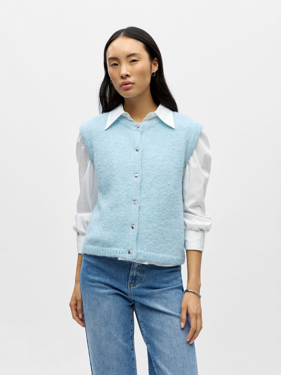 Product carousel image - HOLKÄRMAD STICKAD VÄST, Winter Sky | 1