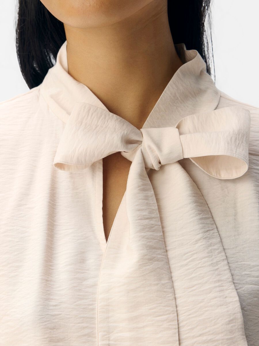 Carousel image - PUSSY BOW BLOUSE, White Sand | 5