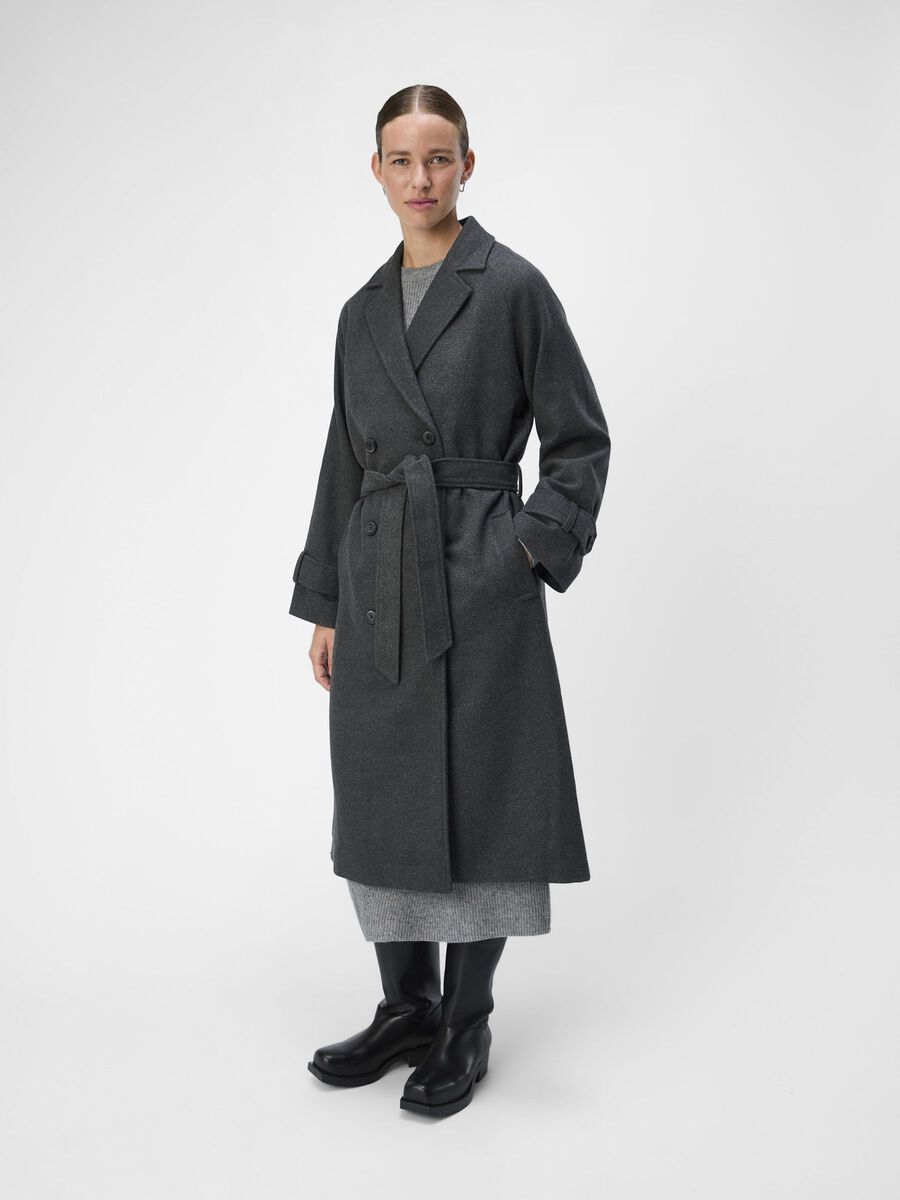 Carousel image - OBJKEILY COAT, Dark Grey Melange | 5