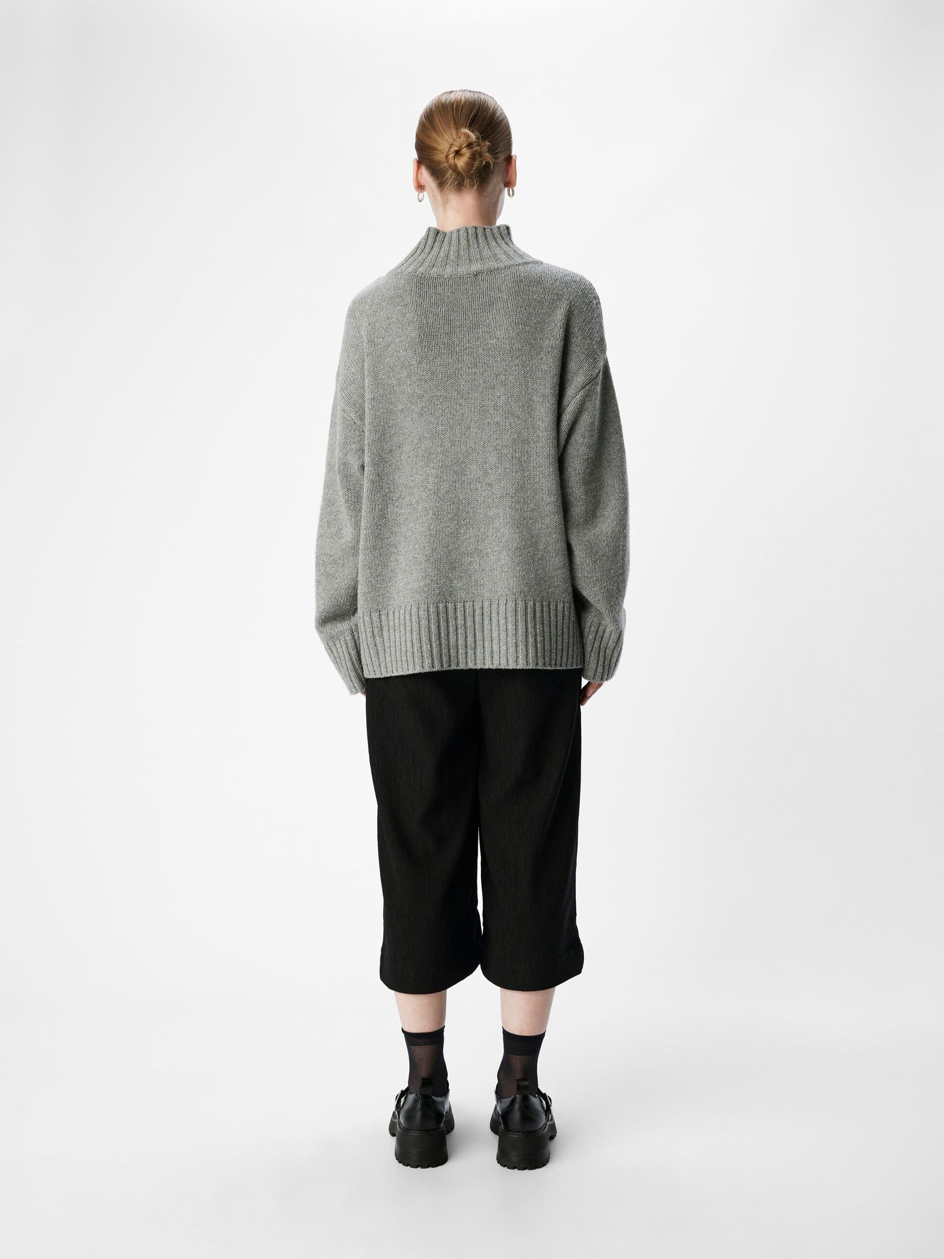 Carousel image - HIGH NECK PULLOVER, Medium Grey Melange | 3