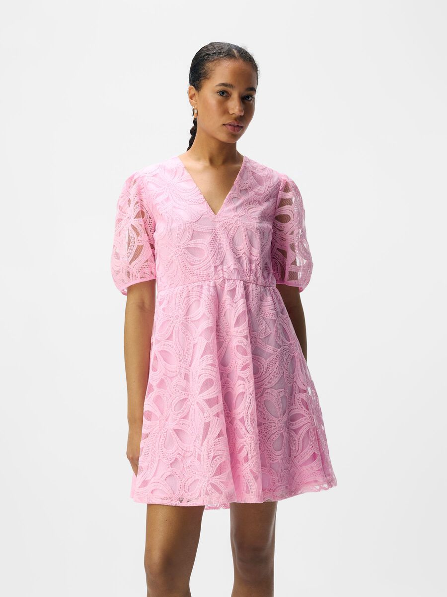 Carousel image - V-NECK MINI DRESS, Pink Frosting | 2