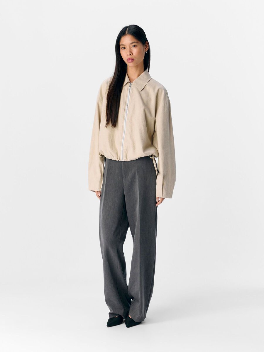 Carousel image - LINEN BLEND BOMBER JACKET, Humus | 4