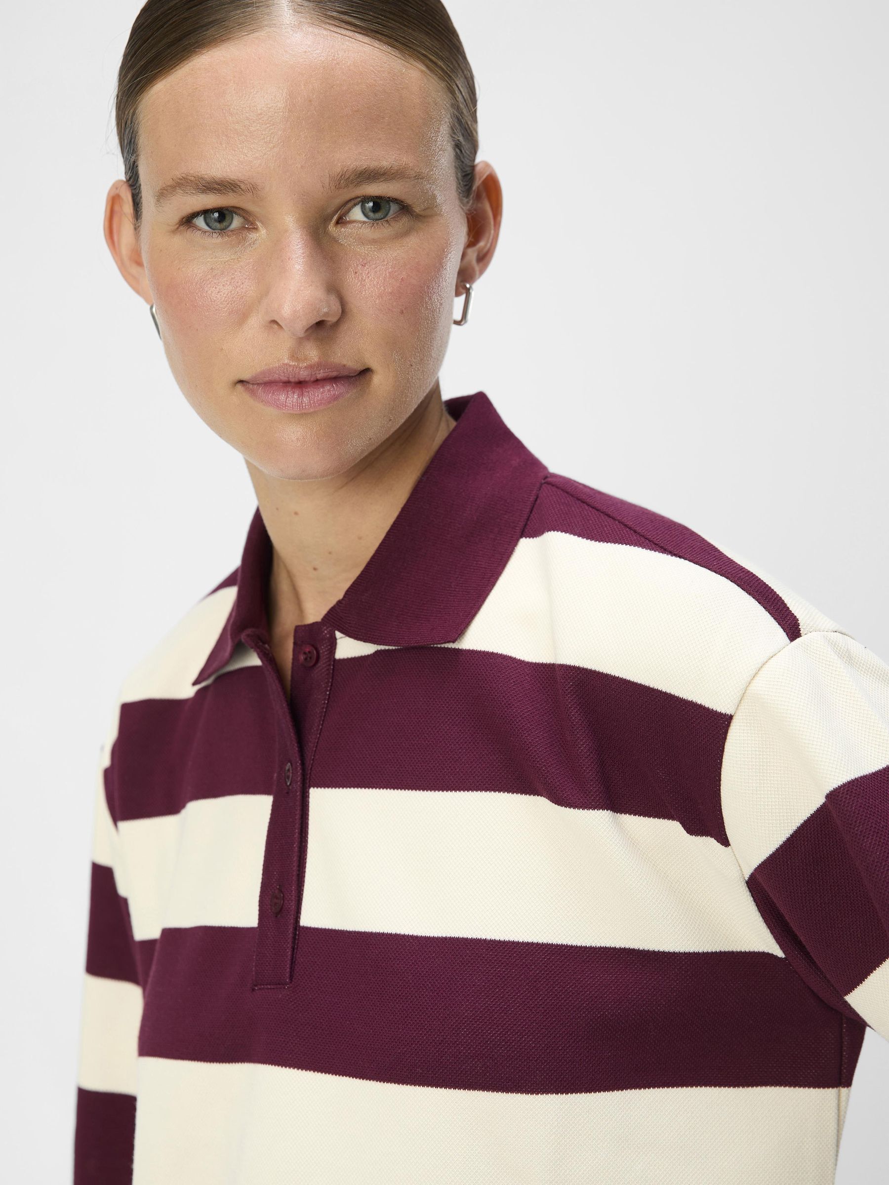 STRIPED LONG-SLEEVED POLO | Purple | .OBJECT CI Finland