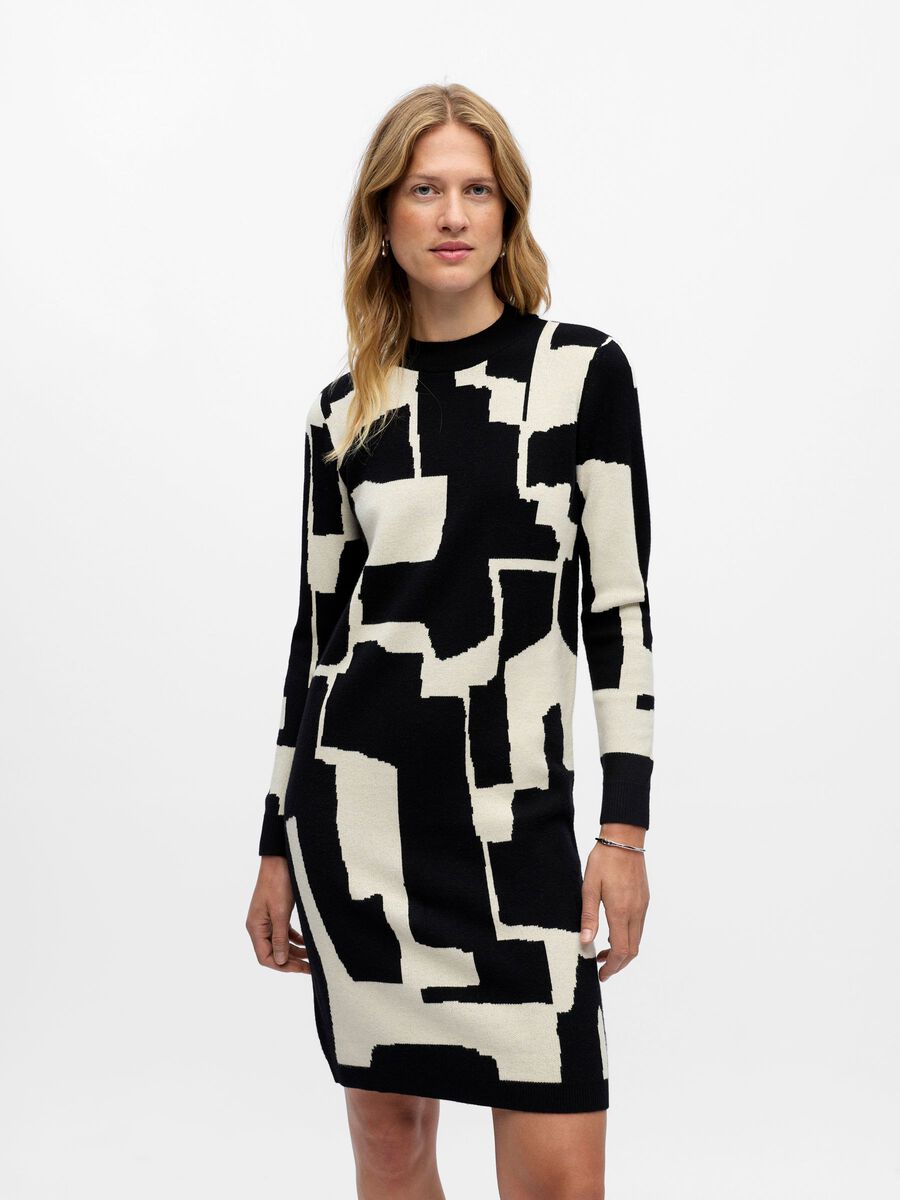 Product carousel image - OBJRAY KNITTED DRESS, Black | 1