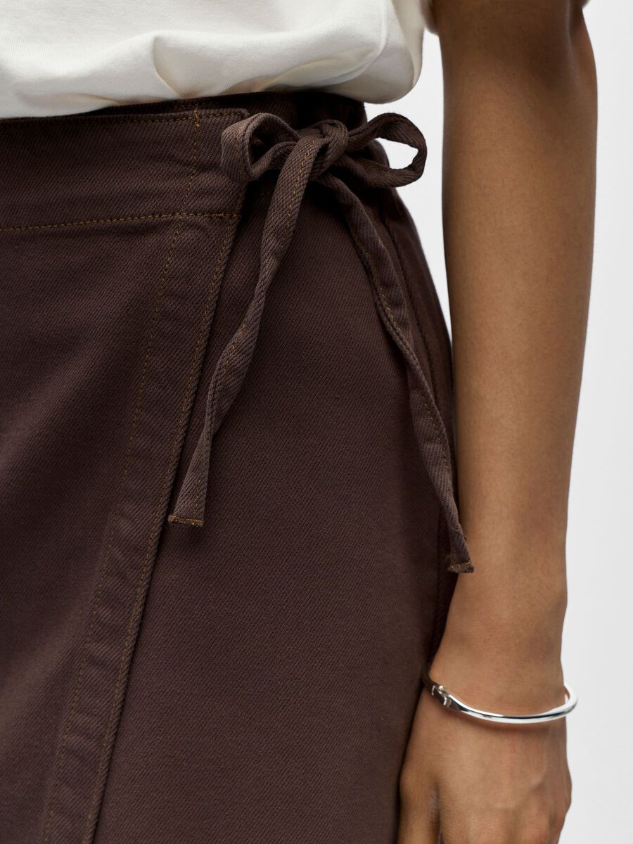 Carousel image - DENIM WRAP SKIRT, Seal Brown | 5
