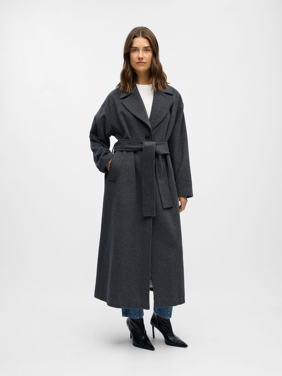 Carousel image - LONGLINE COAT, Medium Grey Melange | 2