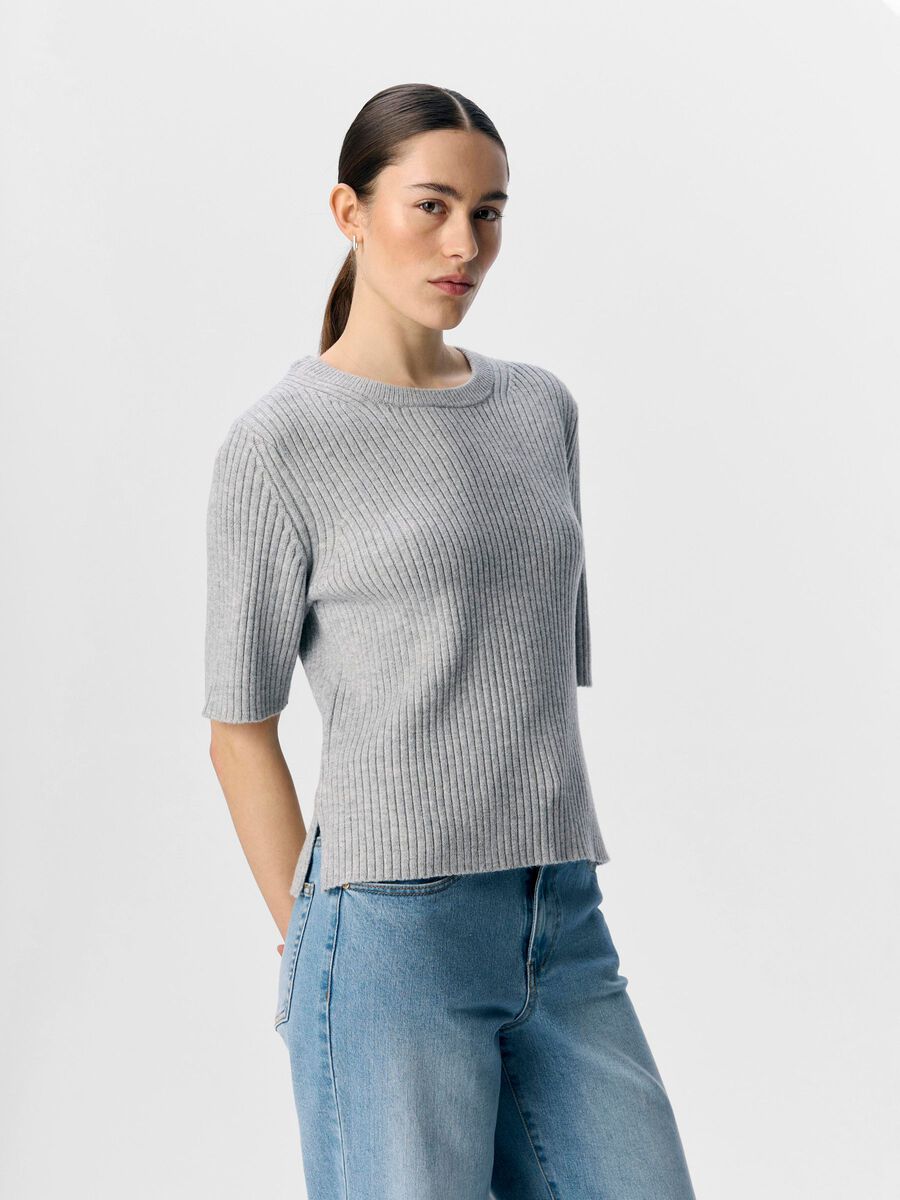 OBJECT GERIBBELD GEBREIDE TOP, Light Grey Melange, highres - 23046911_LightGreyMelange_003.jpg