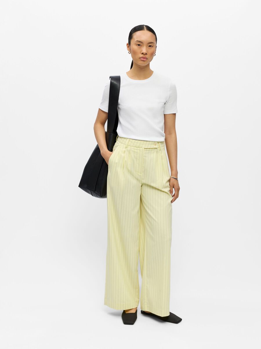 Carousel image - PINSTRIPED WIDE-LEG TROUSERS, Tender Yellow | 4