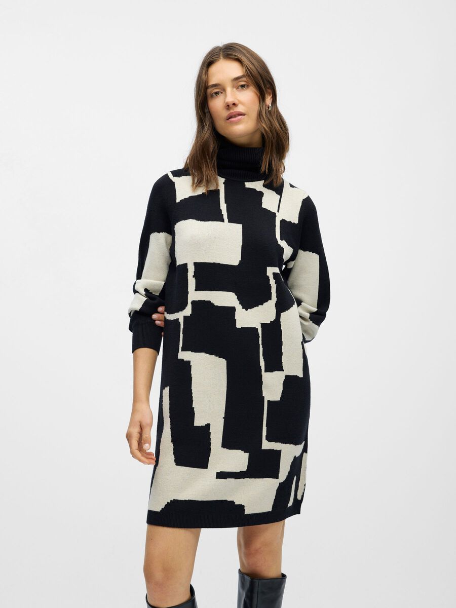 Product carousel image - OBJRAY KNITTED DRESS, Black | 1