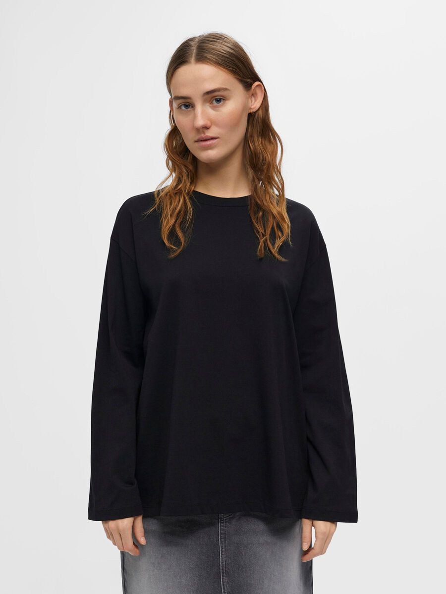 OBJECT OVERSIZE T-SHIRT À MANCHES LONGUES, Black, highres - 23043520_Black_003.jpg