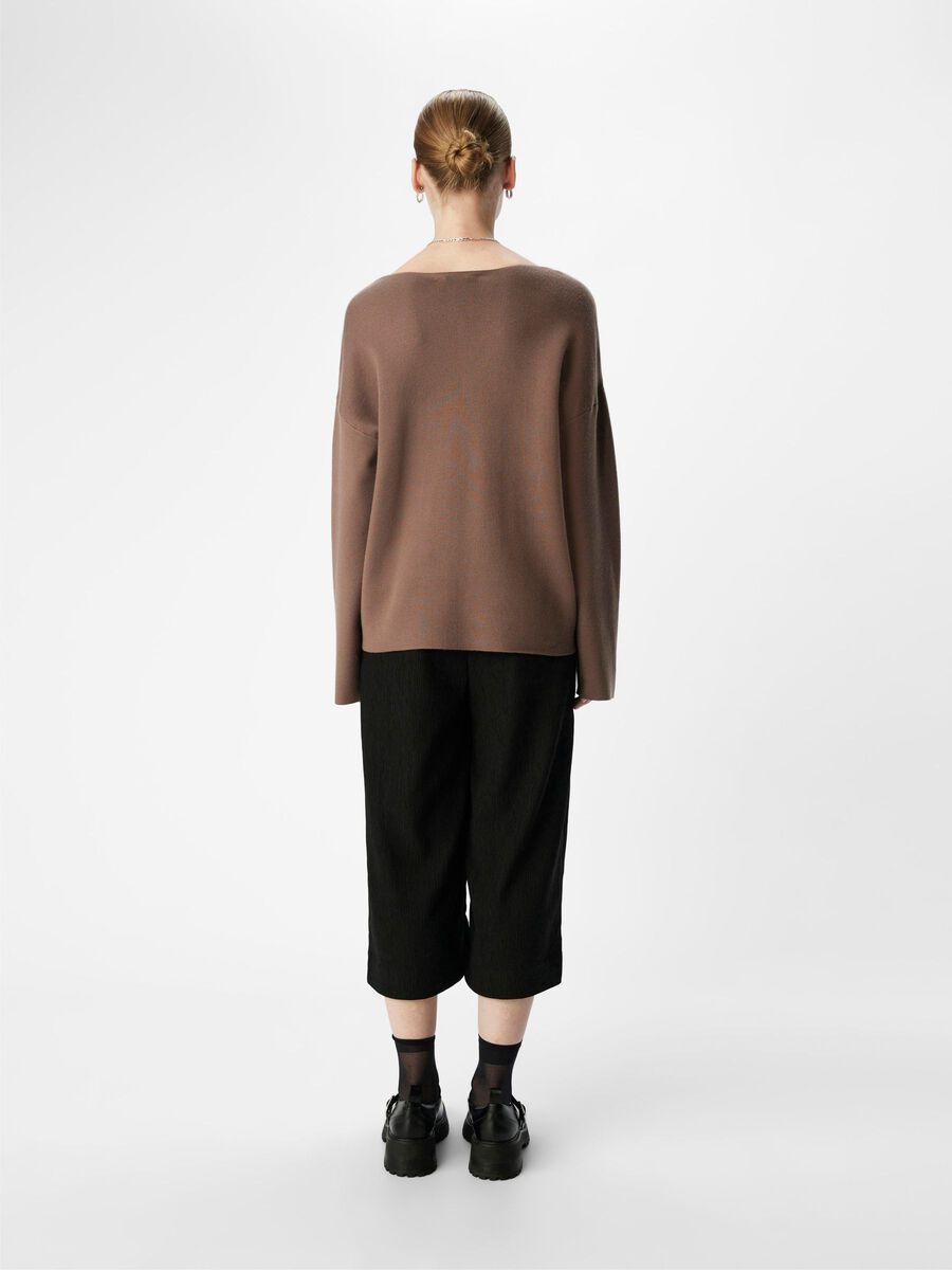 OBJECT V-NECK KNITTED PULLOVER, Morel, highres - 23044288_Morel_004.jpg