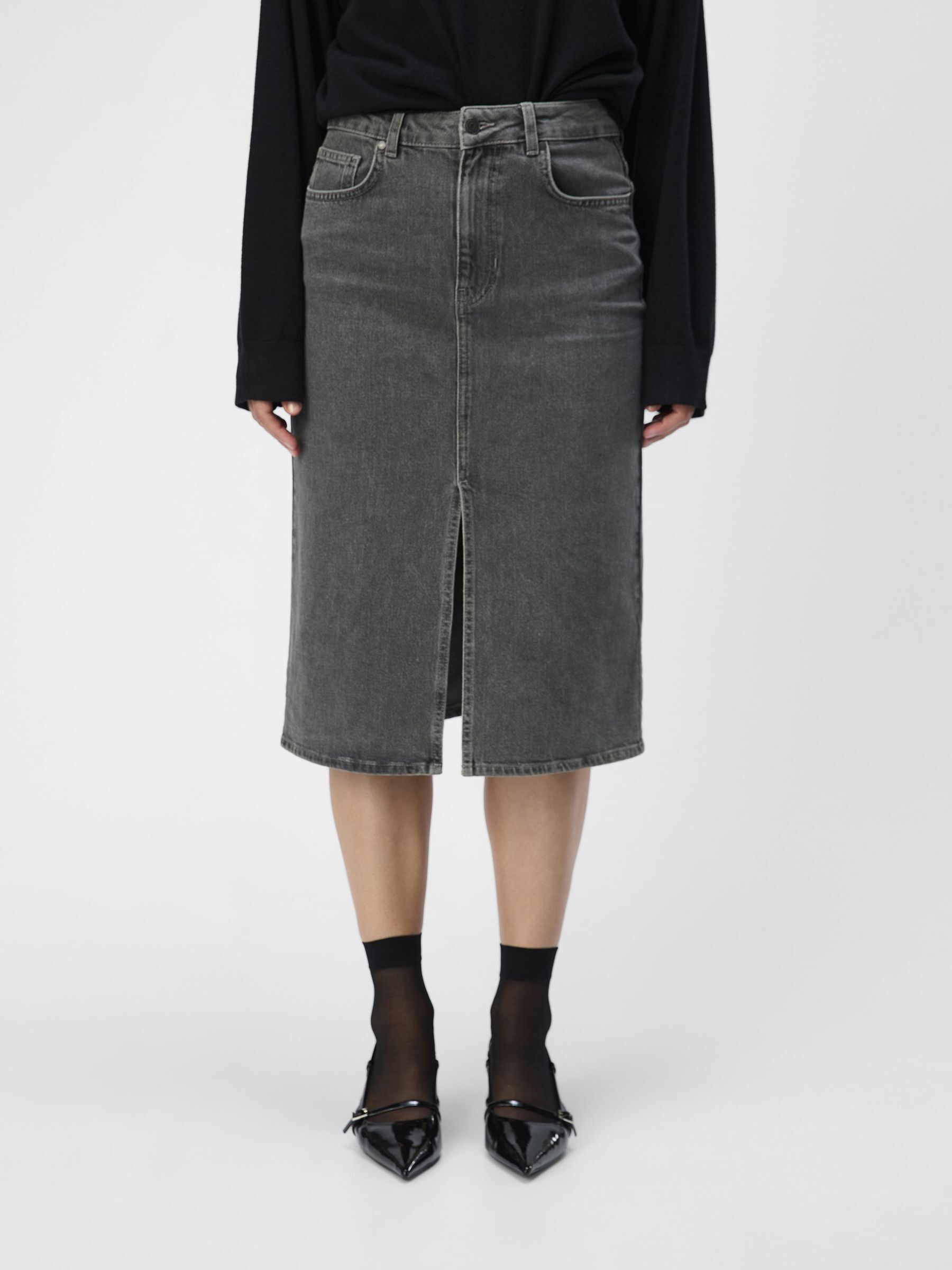 Denim pencil skirt gray 2025