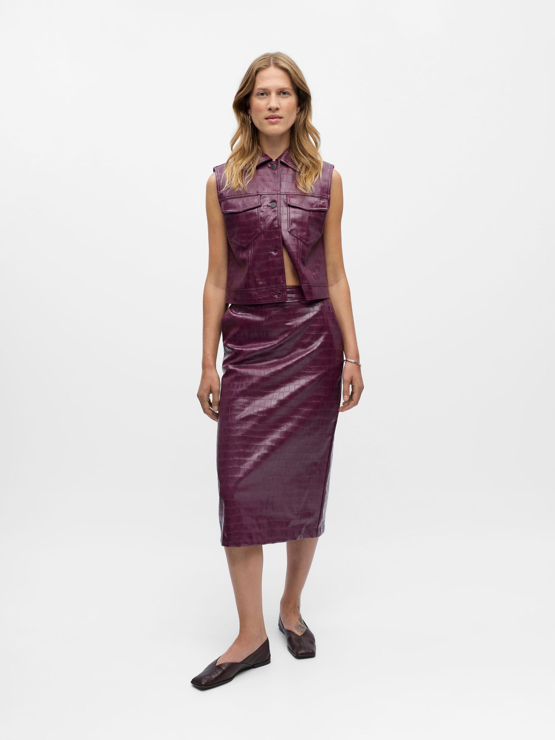Carousel image - PU CROCODILE JUPE, Mauve Wine | 4