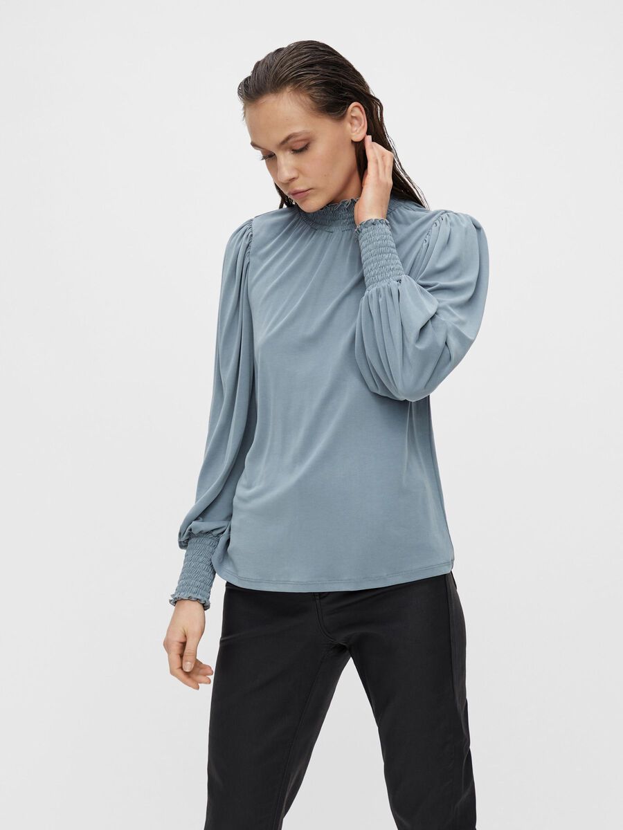 OBJECT HØJHALSET LANGÆRMET BLUSE, Blue Mirage, highres - 23036087_BlueMirage_003.jpg