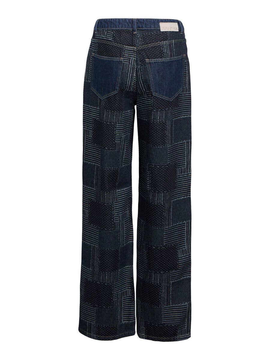 OBJECT PATCHWORK WIDE FIT JEANS, Dark Blue Denim, highres - 23047615_DarkBlueDenim_002.jpg