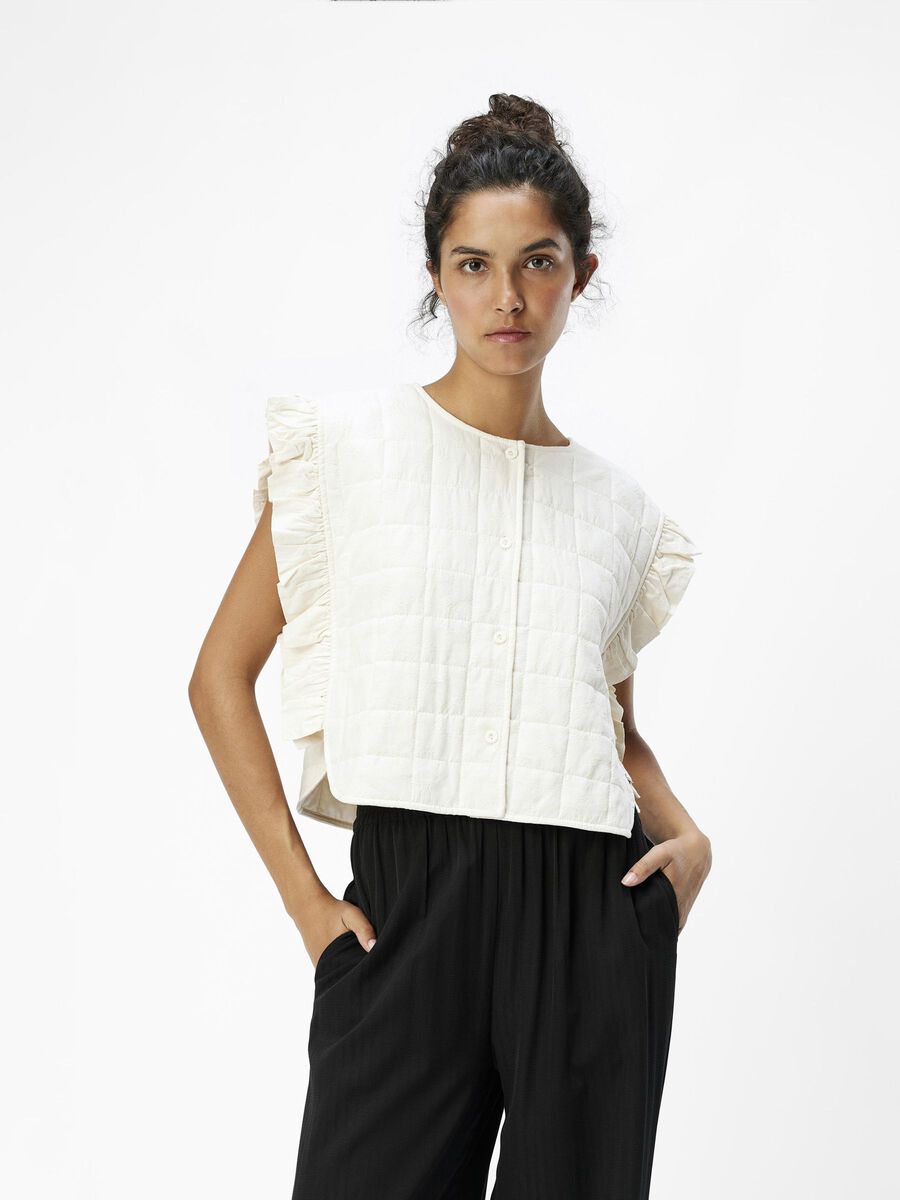OBJECT RUFFLED QUILTED GILET, Sandshell, highres - 23046594_Sandshell_003.jpg