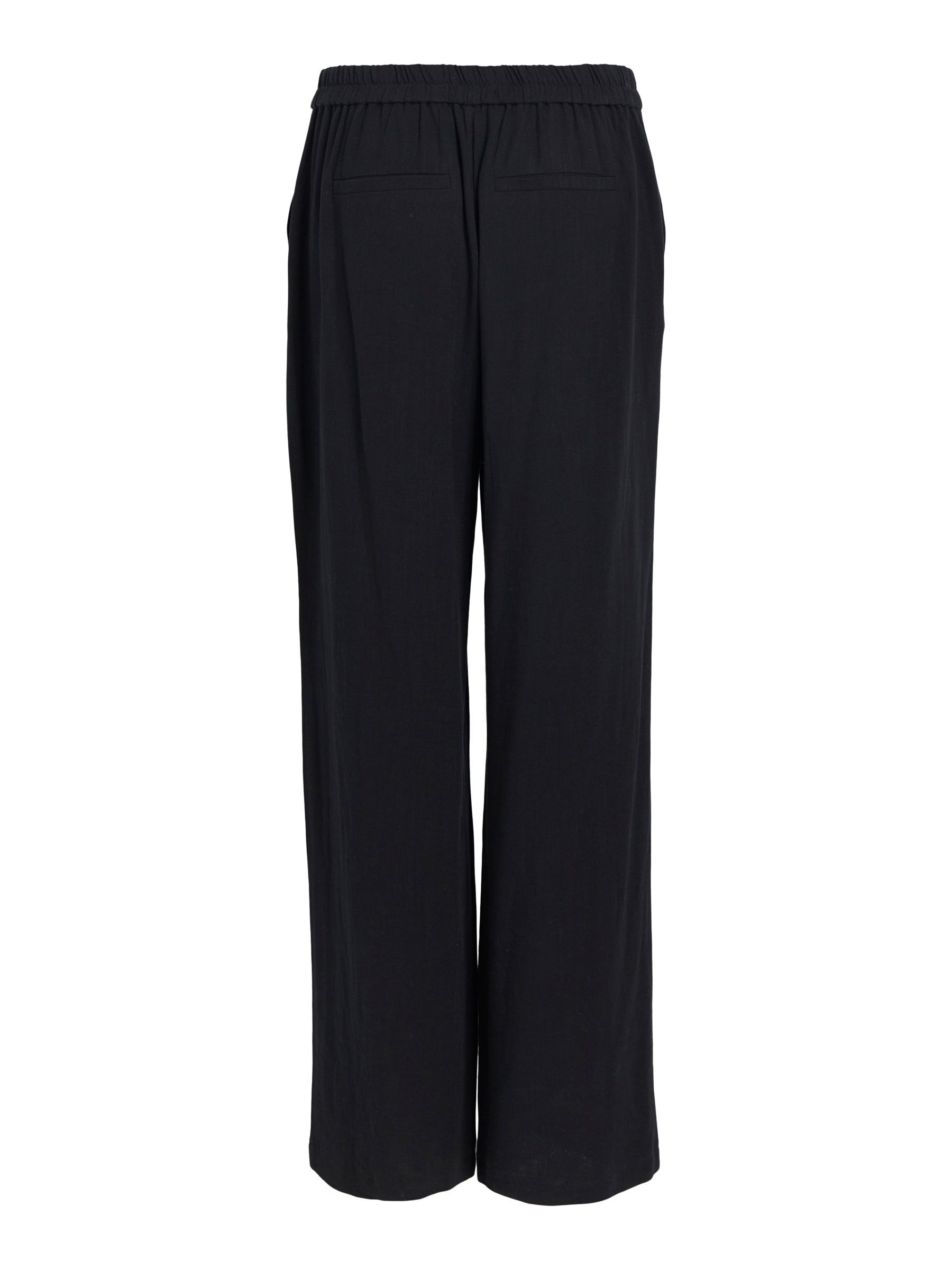 LINEN WIDE-LEG TROUSERS | Black | .OBJECT CI Germany