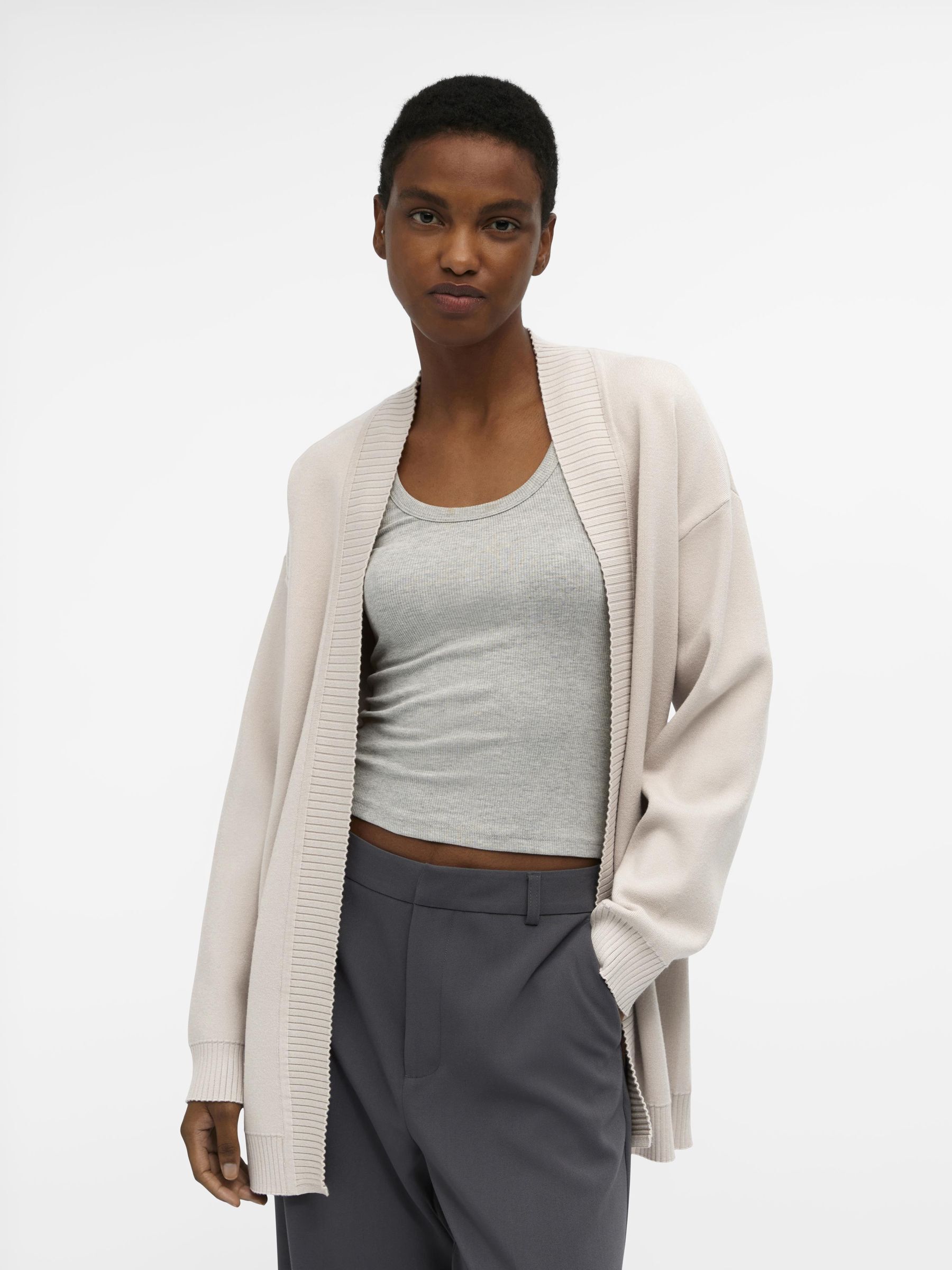OPEN FRONT CARDIGAN Grey .OBJECT CI UK