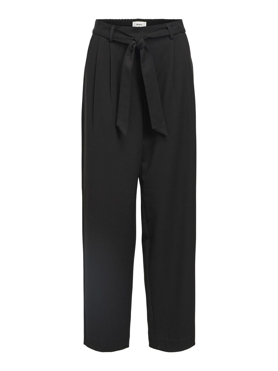 OBJECT NOUÉ SUR LE DEVANT PANTALON DROIT, Black, highres - 23046298_Black_001.jpg