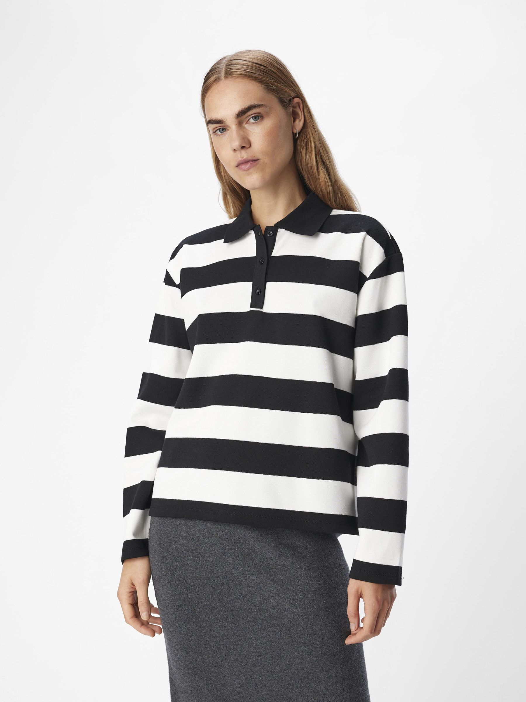 STRIPED LONG-SLEEVED POLO