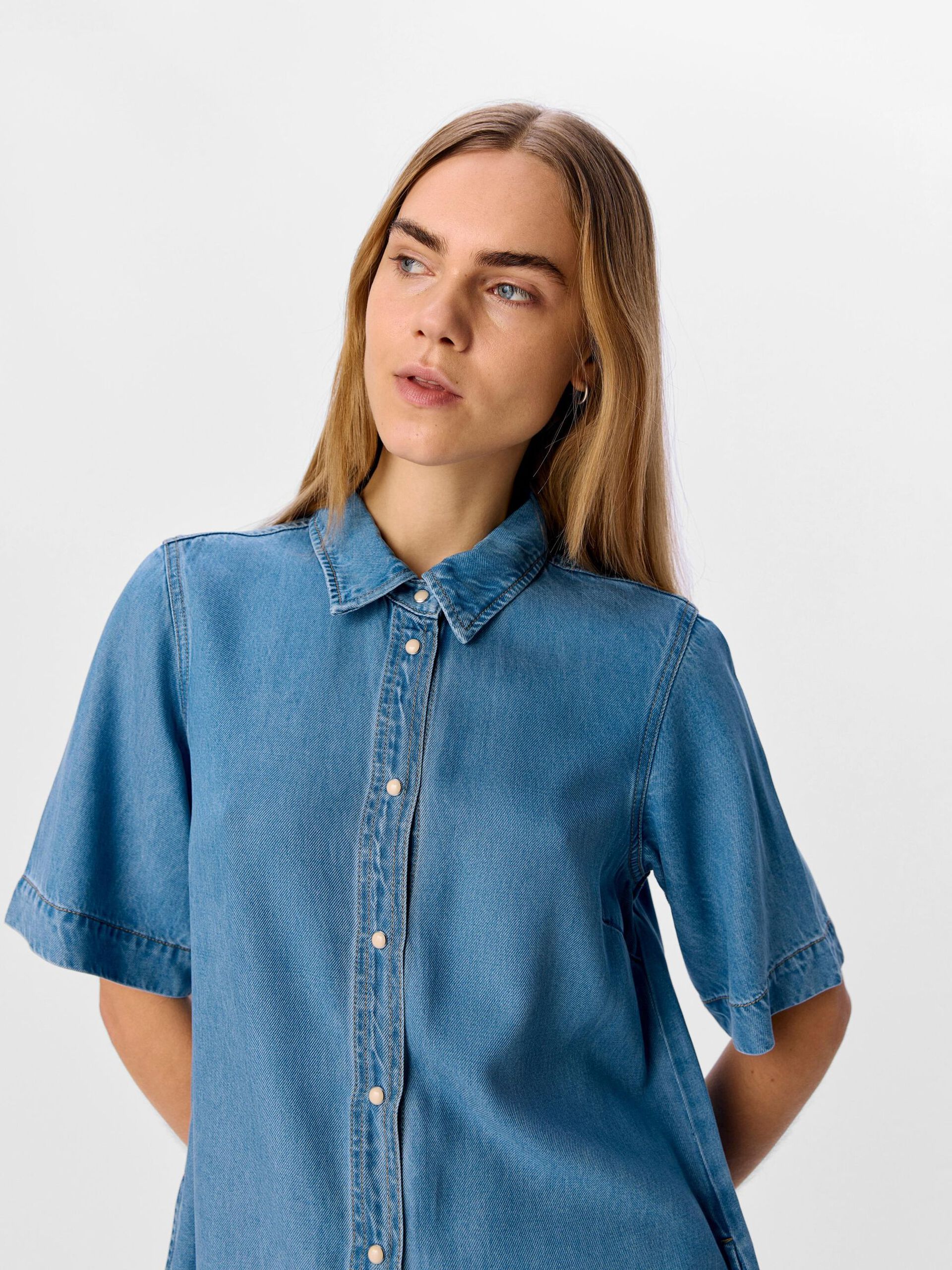 Carousel image - DENIM MINI DRESS, Light Blue Denim | 5