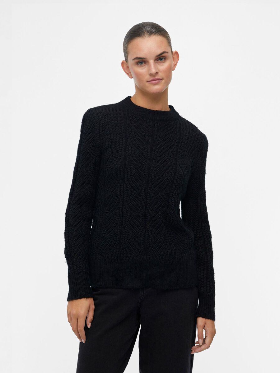 Object Collectors Item GEBREIDE KABELS SWEATER, Black, highres - 23030186_Black_003.jpg