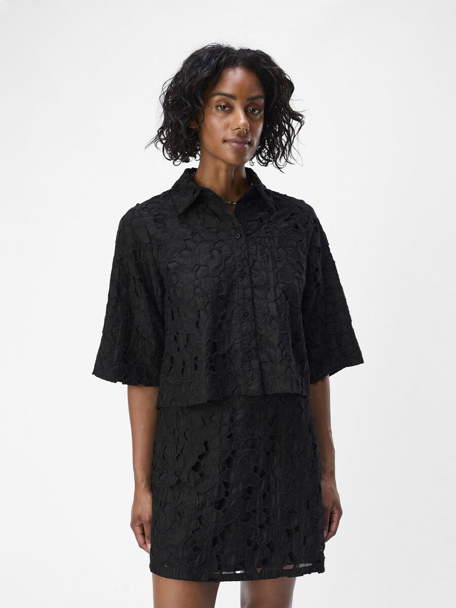 OBJECT BRODERIE ANGLAISE SKJORTE, Black, highres - 23045294_Black_003.jpg