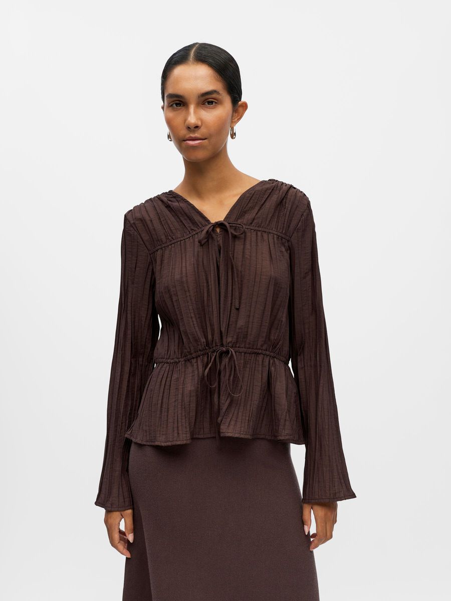 Product carousel image - PEPLUM BLUS, Seal Brown | 1
