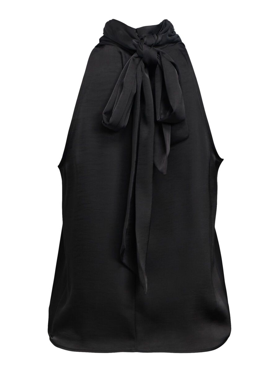 Carousel image - SATIN HALTERNECK TOP, Black | 2
