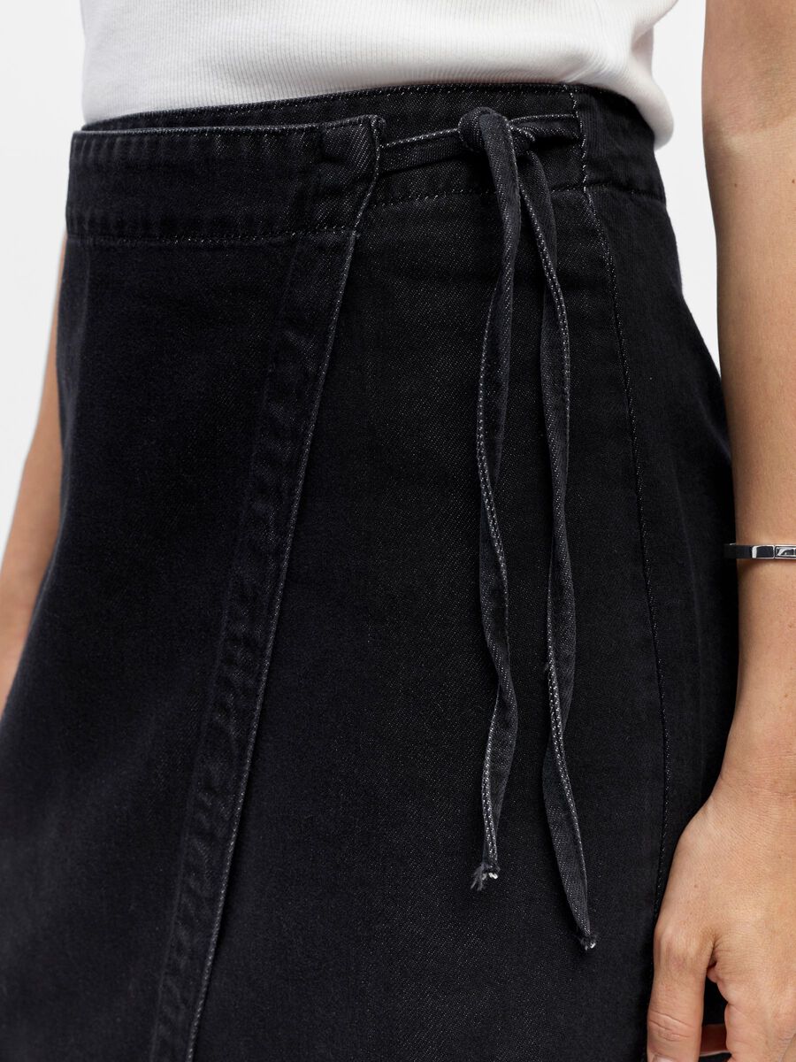 Carousel image - DENIM WRAP SKIRT, Black Denim | 5
