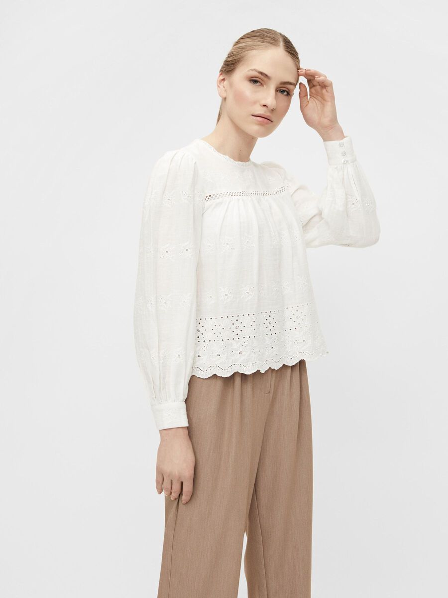 OBJECT BRODERIE TOP À MANCHES LONGUES, Bright White, highres - 23035583_BrightWhite_003.jpg